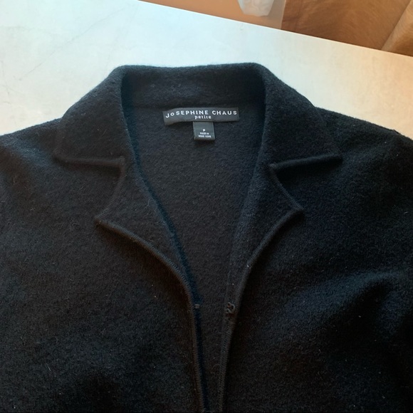 Josephine Chaus Petite 100% Wool Black Cardigan Sweater - Picture 2 of 4